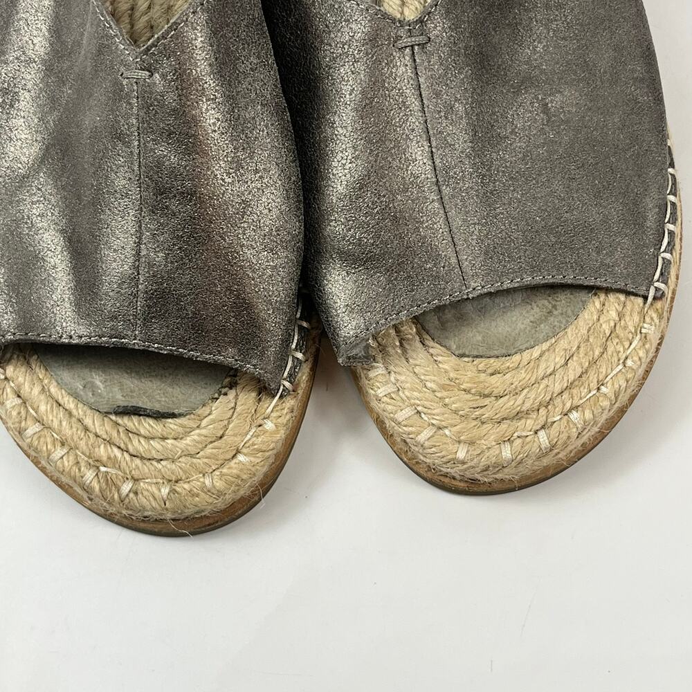 Eileen Fisher Milly Womens Sz 8.5Metallic Gray Suede Espadrille Slide Sandals - Picture 10 of 12